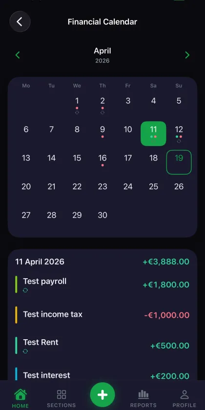 Tefteri Pro Financial Calendar