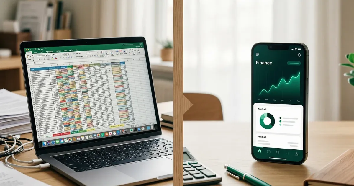 Comparison between spreadsheet and app-based expense tracking methods